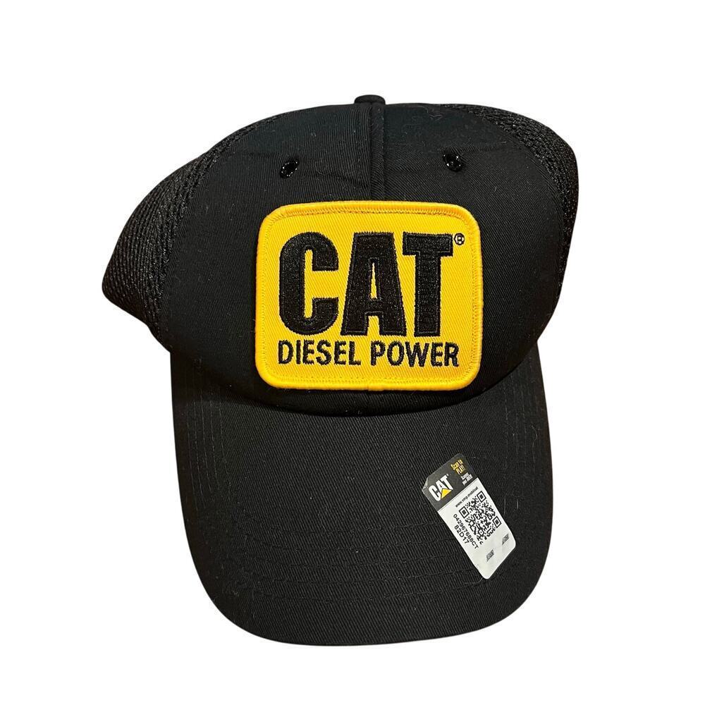 NWT CAT Diesel Power Patch Hat Cap Black Adjustable Mesh Outdoor